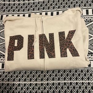 VS Pink Leopard Zip Up Hoodie
